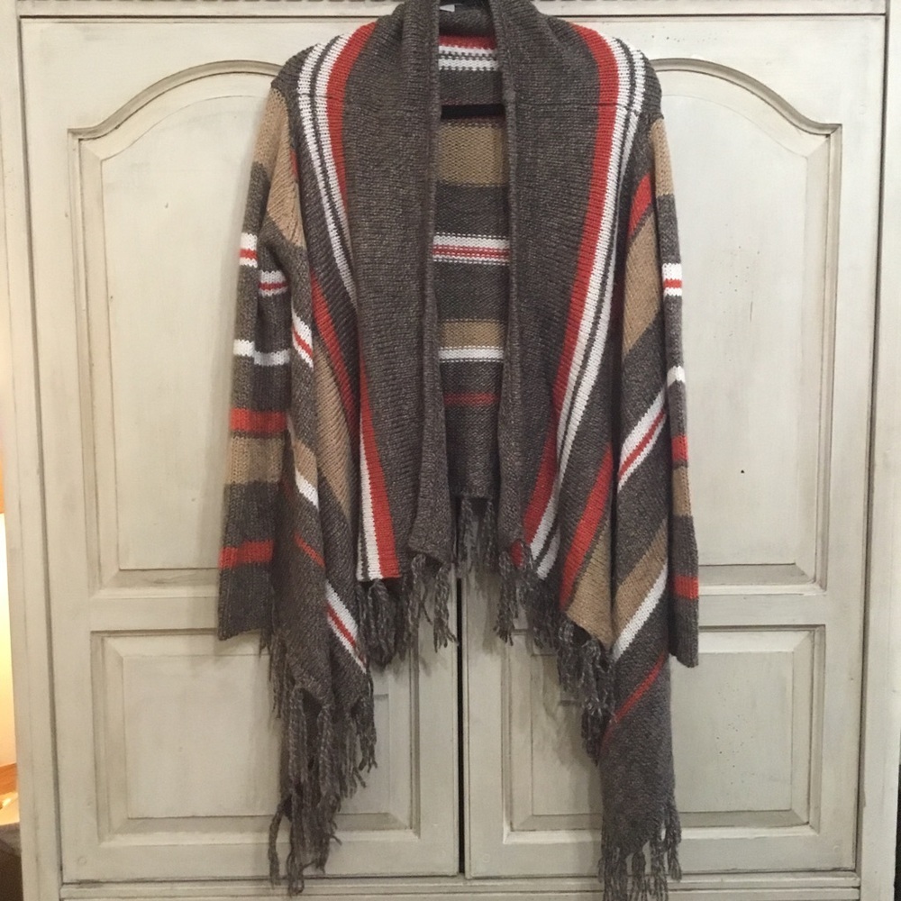 Ethereal By Anthropologie Women’s Wool Blend Boho Fringed Cardigan Size S NWOT